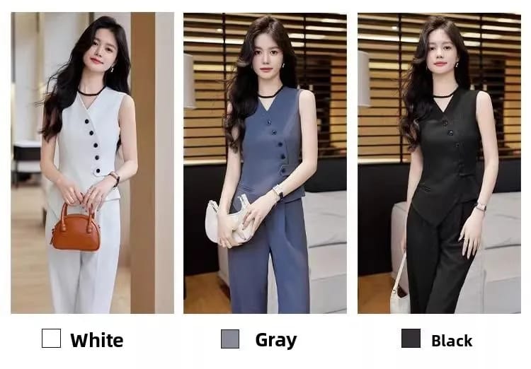 Elegant Women's Polyester Suit Vest - Sleeveless, Button Detail, Commute Style, Slim Fit for Autumn 2025 showcase 1
