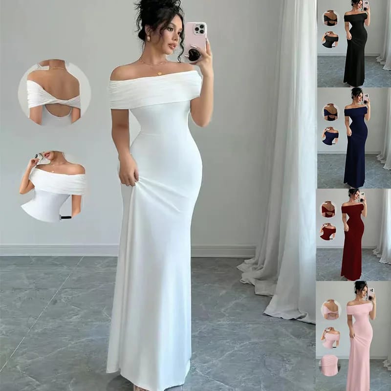 Women's Off-Shoulder Sleeveless Sexy Bodycon Midi Party Dress, Elegant Bandage Cocktail Dress for Night Out Events showcase 2
