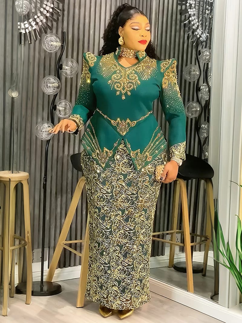 Luxury African Ankara Dashiki Maxi Dress for Women - Elegant Long Sleeve Wedding Party Gown, Plus Size Fashion Apparel showcase 2