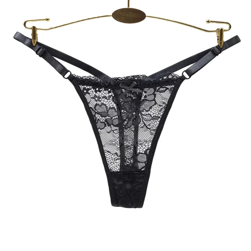 3PCS Women's Sexy Lace Thong Panties - Adjustable Low Waist Transparent T-back Underwear for Ladies showcase 3