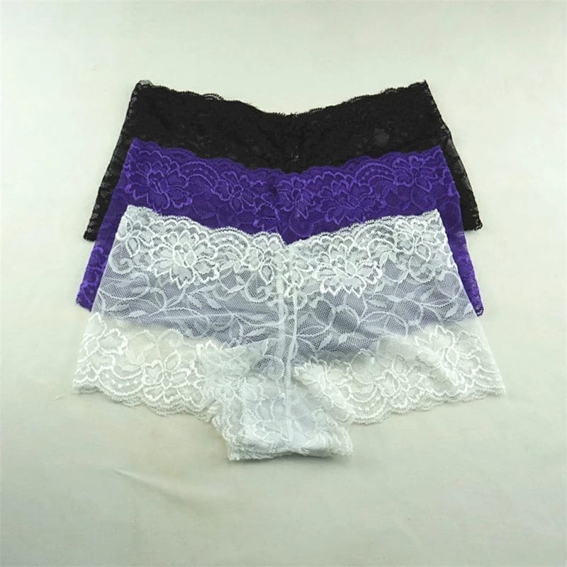 3pcs Women's Silk Boyshorts Transparent Panties Lingerie - Comfortable & Stylish Ladies Underwear Shorts (M-XXL) showcase 2