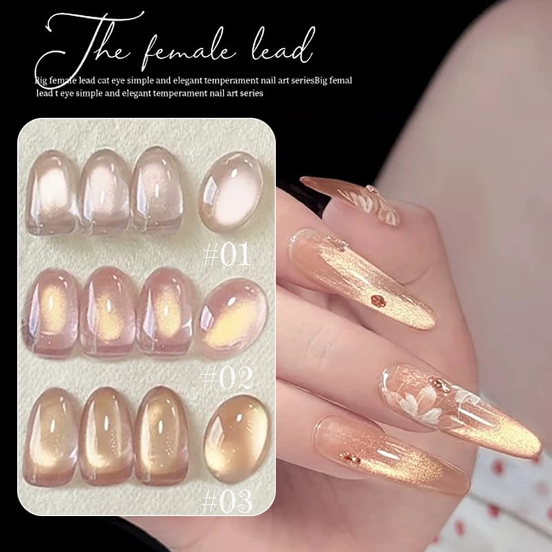 SHAKA 1-16pcs Pure Lust Golden Light Heroine Cat Eye Gel Nail Polish - Whitening Ice Transparent Autumn Collection for Professional Nail Art showcase 1