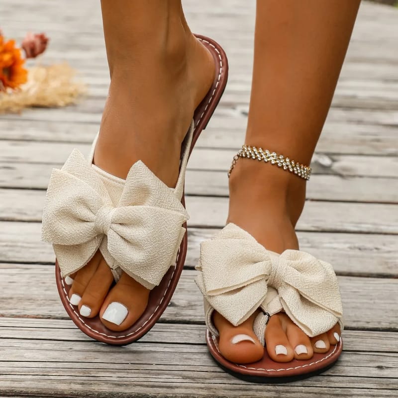 Women's Fashion Bow Flat Sandals - Sweet Style Summer Casual Non-Slip Beach Slides, Comfortable & Stylish for Everyday Wear showcase 5