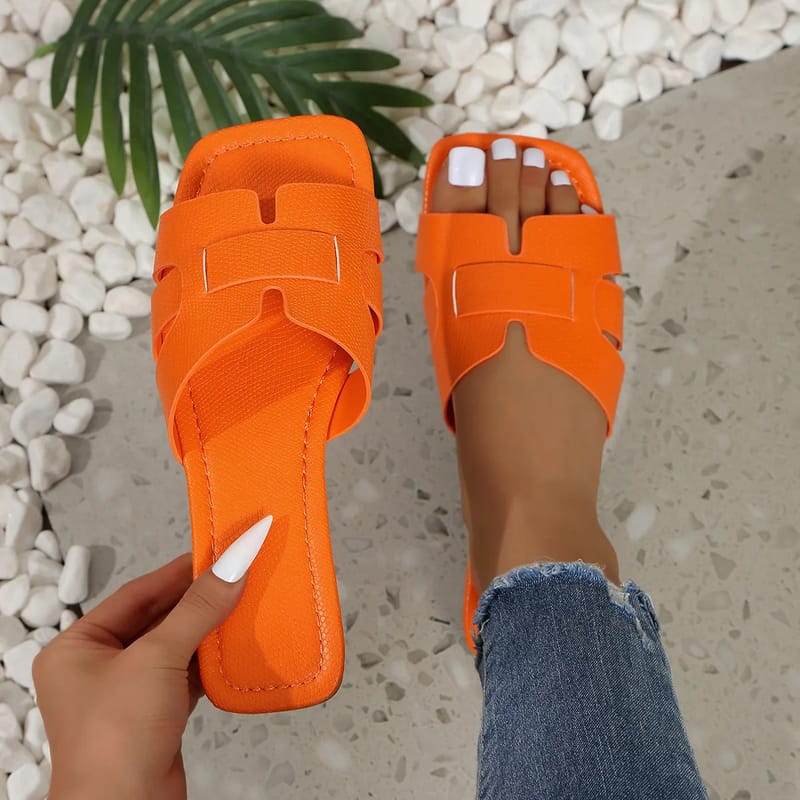 Women's Summer Fashion Flat Sandals - Comfortable Slip-On Square Toe Open-Toe Design, Stylish Everyday Wear Slippers for Women showcase 3