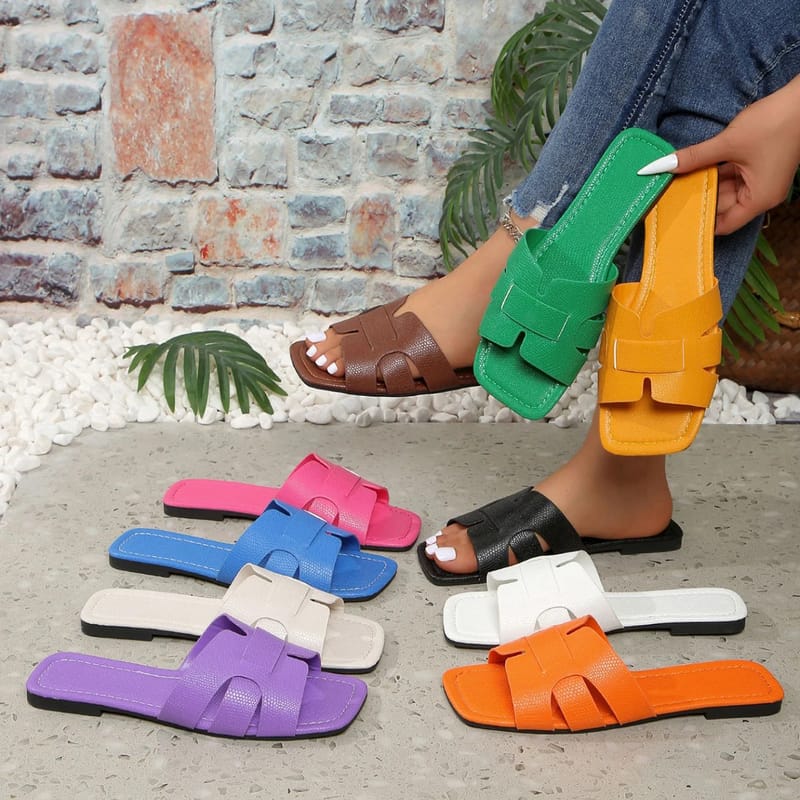 Women's Summer Fashion Flat Sandals - Comfortable Slip-On Square Toe Open-Toe Design, Stylish Everyday Wear Slippers for Women showcase 2
