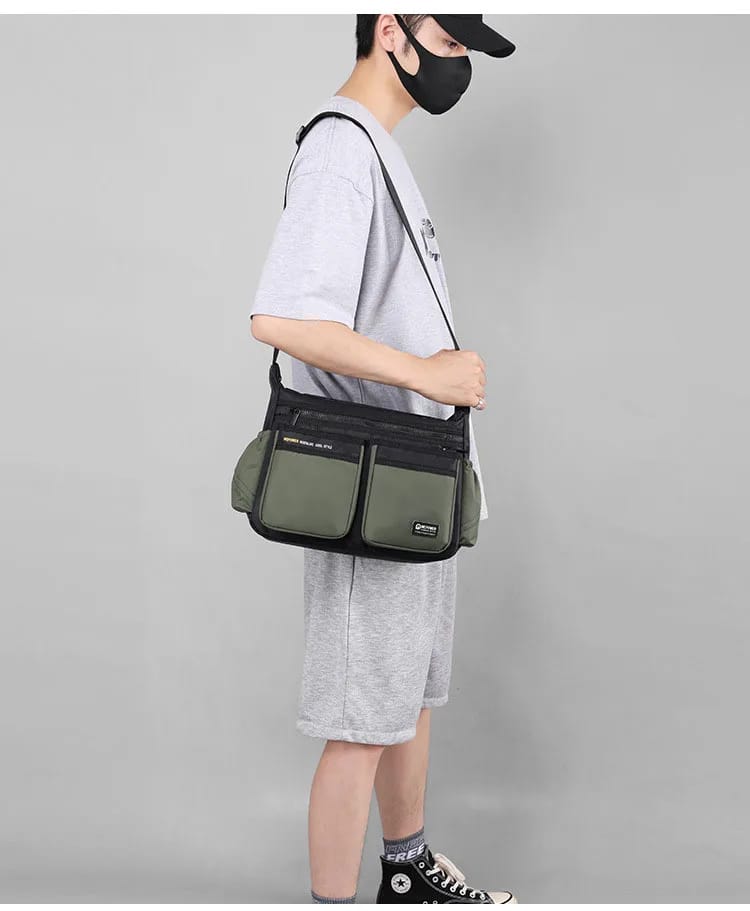 Men's Luxury Nylon Crossbody Messenger Bag - Multi-Layer Pocket Design, Large Capacity, Waterproof, Casual Fashion Shoulder Bag for Travel & Daily Use showcase 4