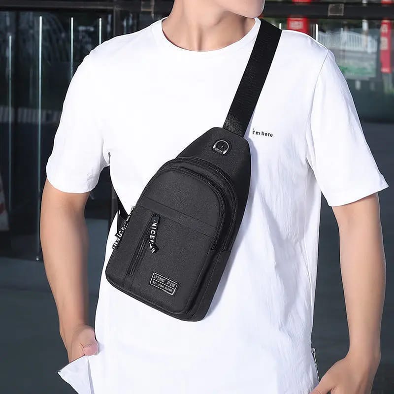 Men's Black Mini Crossbody Chest Bag - Simple Storage Small Satchel for Travel & Daily Use showcase 4