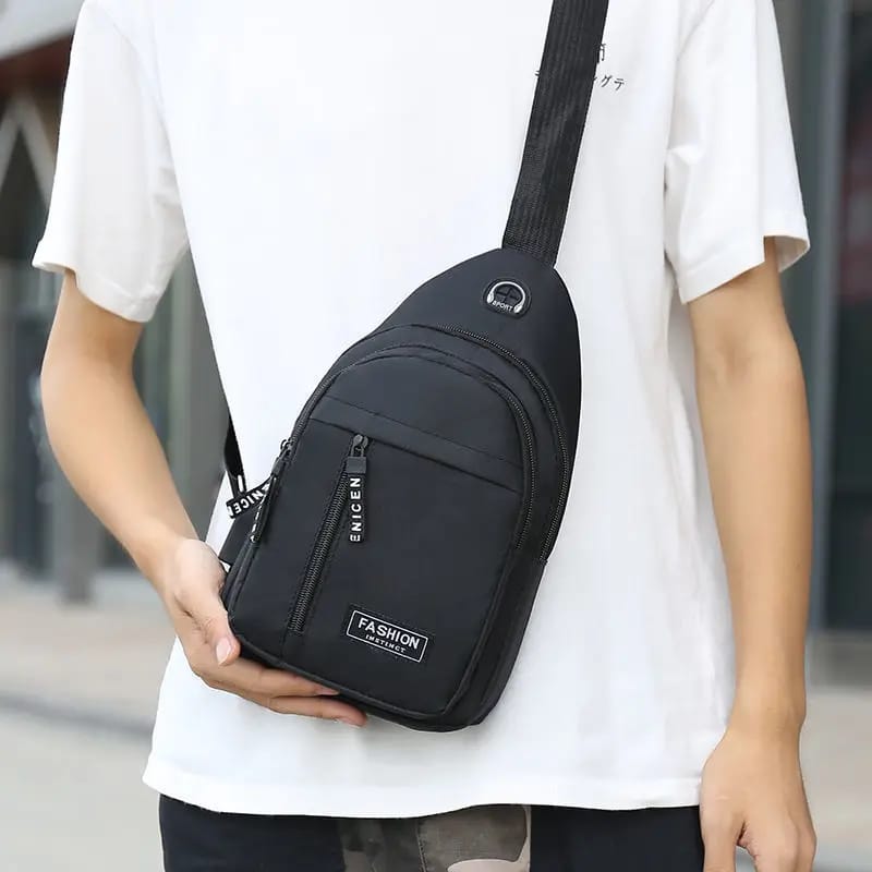 Men's Black Mini Crossbody Chest Bag - Simple Storage Small Satchel for Travel & Daily Use showcase 3