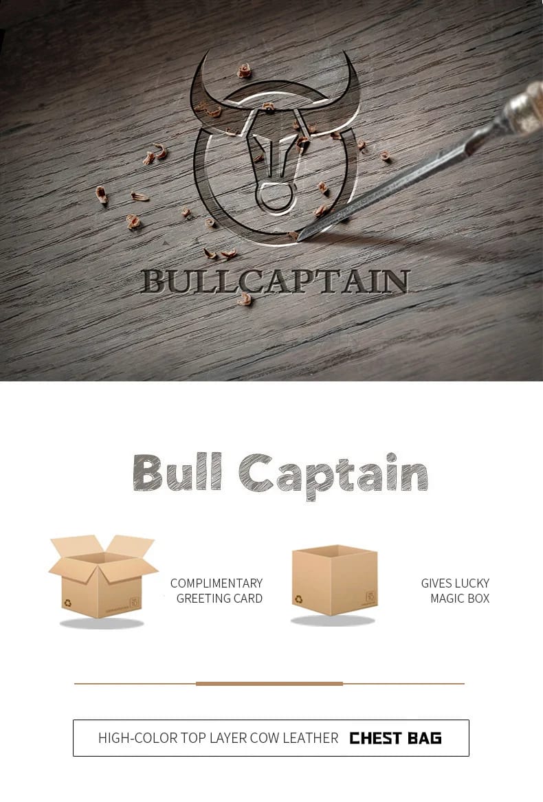 BULLCAPTAIN Men's Genuine Leather Chest Bag - Casual Retro Crossbody Sling Pack for 7.9" Phone, Anti-Theft Design, Ideal for Travel and Daily Use showcase 2