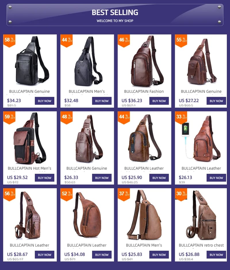 BULLCAPTAIN Men's Genuine Leather Chest Bag - Casual Retro Crossbody Sling Pack for 7.9" Phone, Anti-Theft Design, Ideal for Travel and Daily Use showcase 1