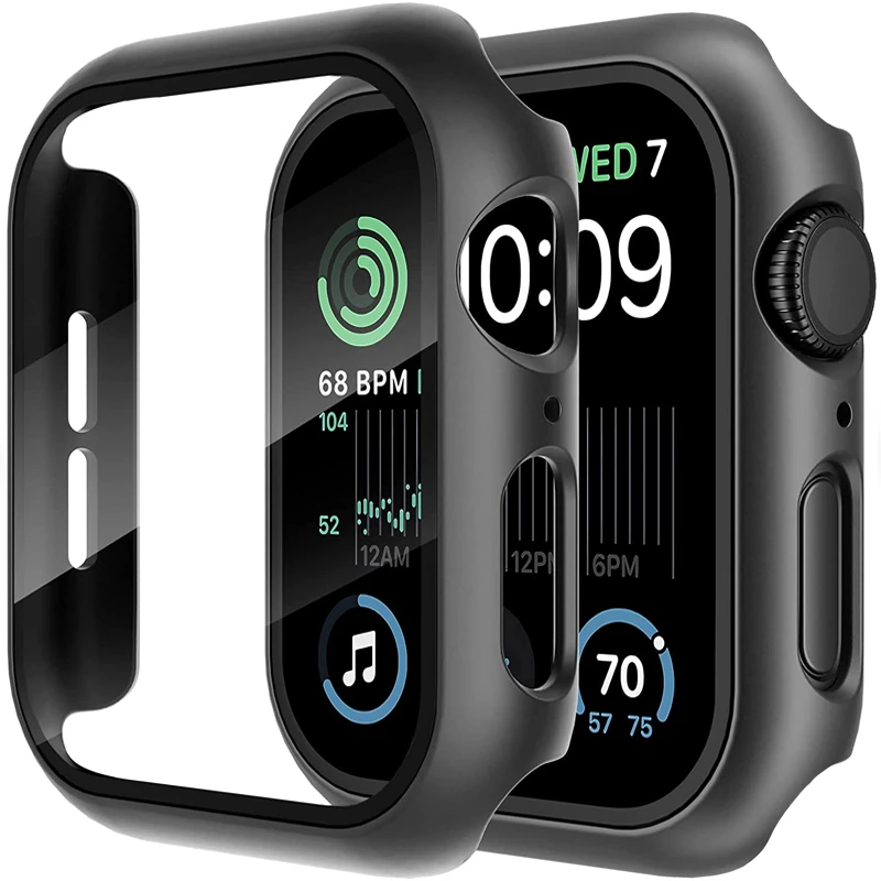 Protective Case with Screen Protector for Apple Watch Series 9 8 7 6 SE 5 3 - 38mm 40mm 41mm 42mm 44mm 45mm - Durable Hard Cover for iWatch Accessories thumbnail 1
