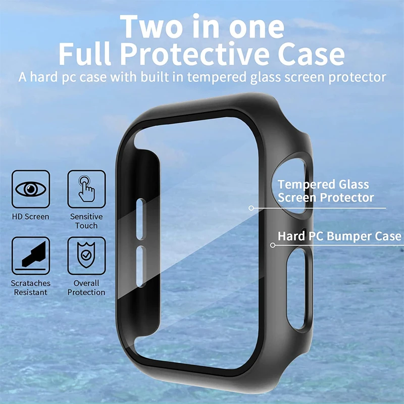 Protective Case with Screen Protector for Apple Watch Series 9 8 7 6 SE 5 3 - 38mm 40mm 41mm 42mm 44mm 45mm - Durable Hard Cover for iWatch Accessories thumbnail 2