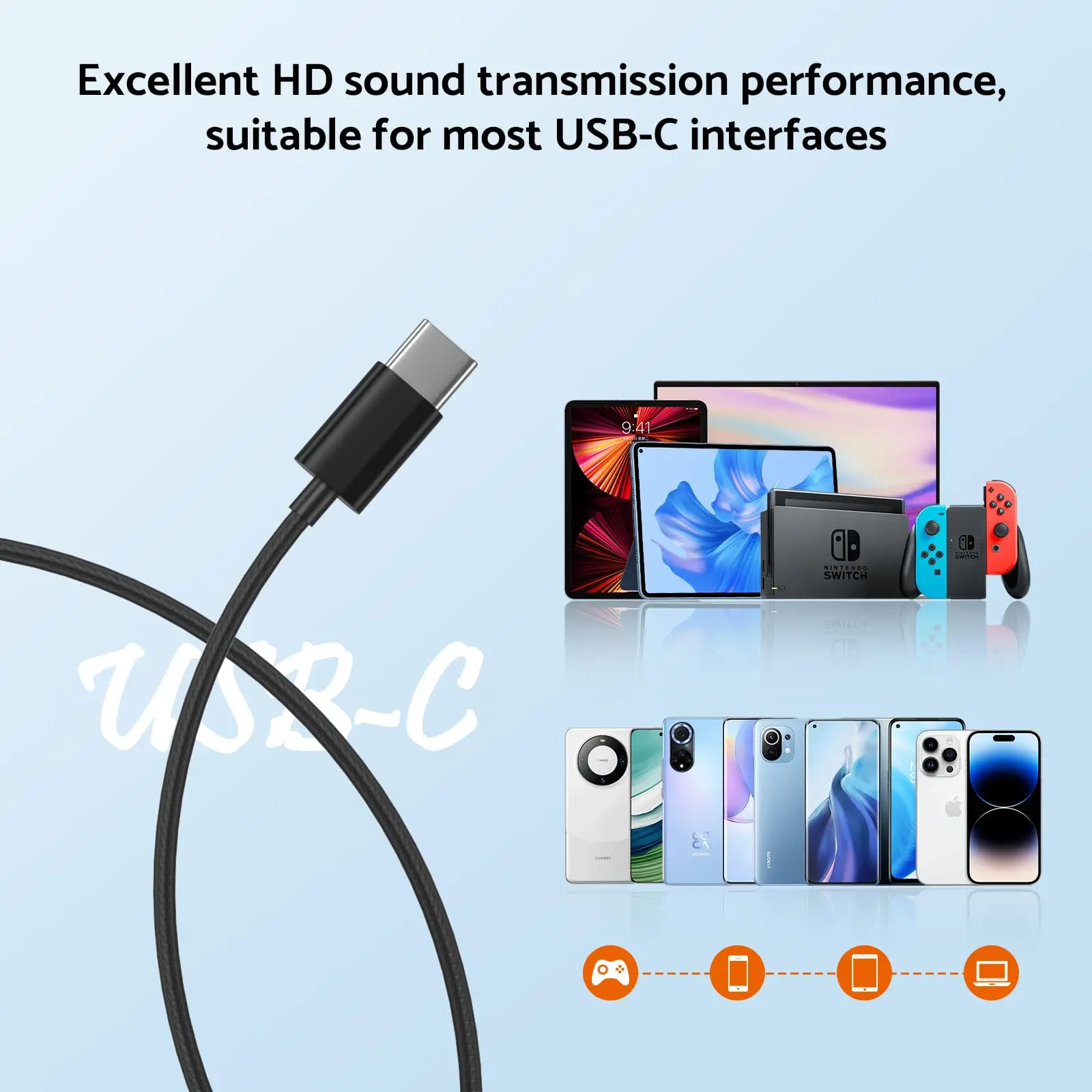 HiFi Surround Sound USB Type-C In-Ear Headphones with Microphone and Volume Control for Samsung Galaxy S24/S23/S22 Ultra, iPhone 15, Pixel, and other USB-C Devices thumbnail 5