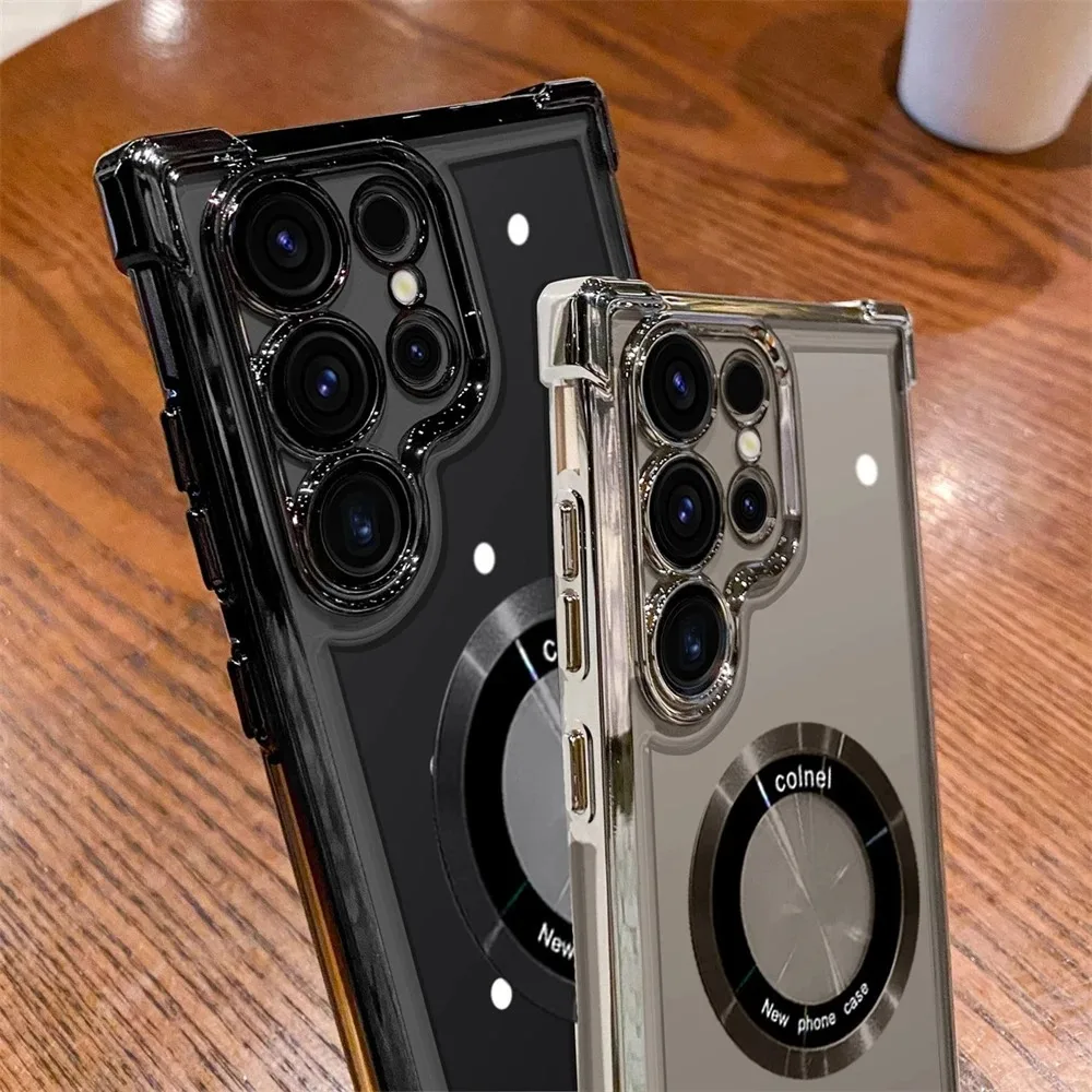 Magsafe Plating Clear Phone Case for Samsung Galaxy S26 S25 S24 S23 Ultra S22 Plus S21 FE A36 A35 A34 A55 A54 A53 - Magnetic Shockproof Protective Cover thumbnail 4