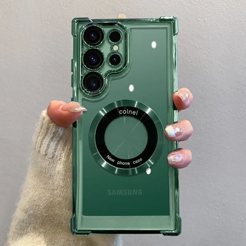 Magsafe Plating Clear Phone Case for Samsung Galaxy S26 S25 S24 S23 Ultra S22 Plus S21 FE A36 A35 A34 A55 A54 A53 - Magnetic Shockproof Protective Cover showcase 5