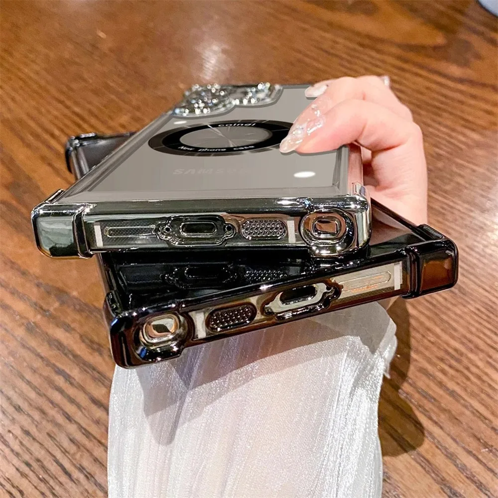 Magsafe Plating Clear Phone Case for Samsung Galaxy S26 S25 S24 S23 Ultra S22 Plus S21 FE A36 A35 A34 A55 A54 A53 - Magnetic Shockproof Protective Cover thumbnail 5