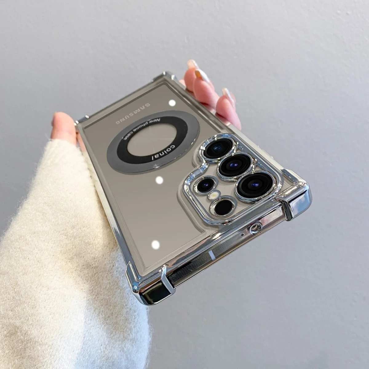 Magsafe Plating Clear Phone Case for Samsung Galaxy S26 S25 S24 S23 Ultra S22 Plus S21 FE A36 A35 A34 A55 A54 A53 - Magnetic Shockproof Protective Cover thumbnail 2