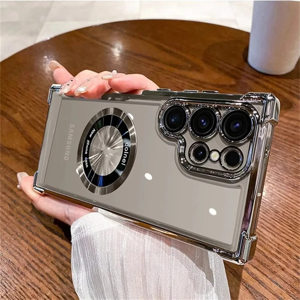 Magsafe Plating Clear Phone Case for Samsung Galaxy S26 S25 S24 S23 Ultra S22 Plus S21 FE A36 A35 A34 A55 A54 A53 - Magnetic Shockproof Protective Cover showcase 12