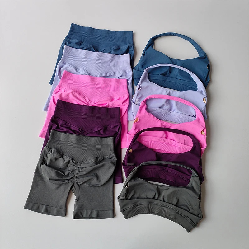 Women's Sexy Halter Neck Sports Bra & High Waist Shorts Set - Perfect for Yoga, Pilates, Fitness Training & Activewear showcase 2