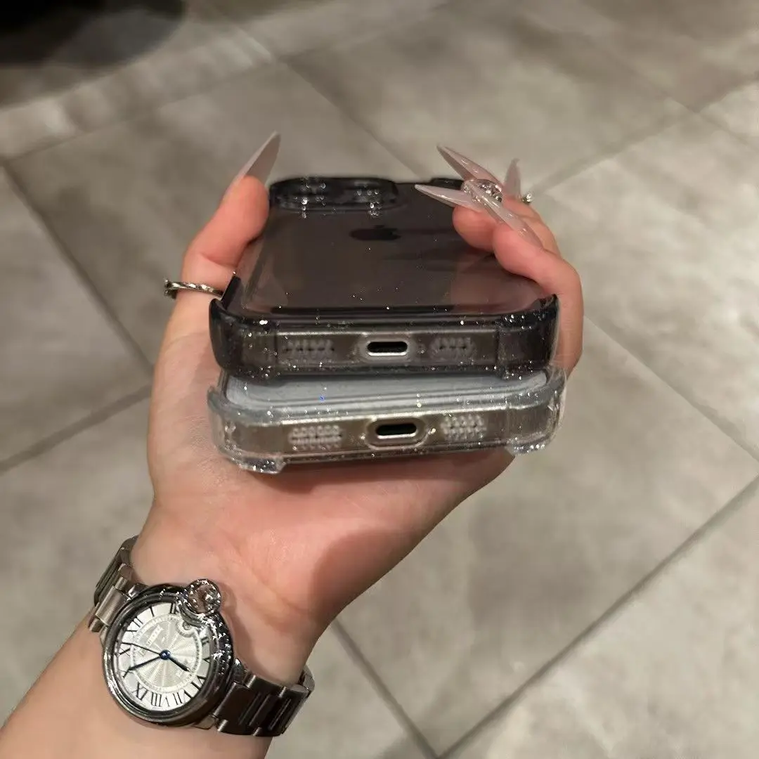 Sparkling Glitter Bling Clear Case for iPhone 17 16 15 14 13 12 11 Pro Max XS X XR Plus Air E - Soft Silicone Transparent Bumper Cover for Stylish Protection showcase 4