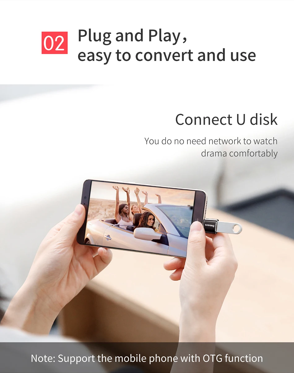 Baseus USB-C OTG Adapter for MacBook & Samsung S20 - USB Male to Type-C Female Converter for Phone & Tablet Data Transfer showcase 4