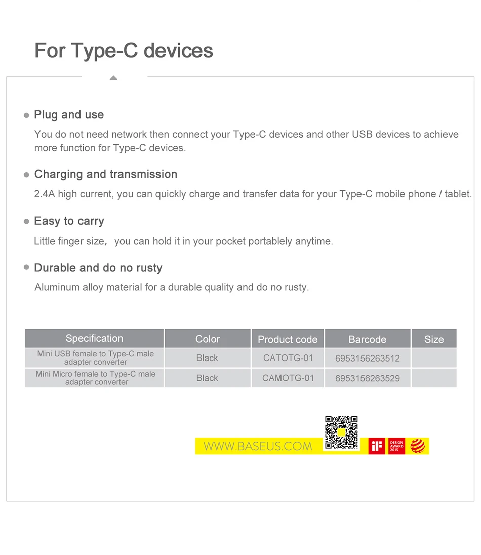 Baseus USB-C OTG Adapter for MacBook & Samsung S20 - USB Male to Type-C Female Converter for Phone & Tablet Data Transfer showcase 17