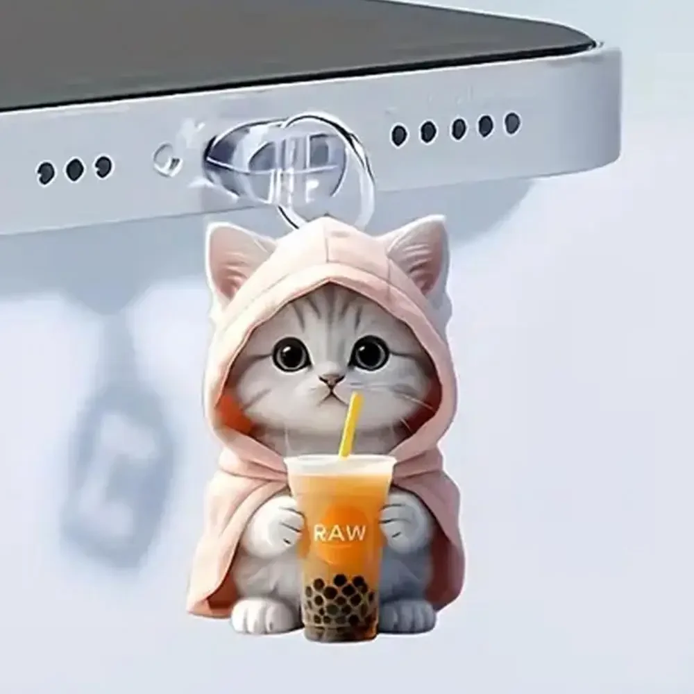 Cute Kawaii Kitten Mobile Phone Dust Plug - Decorative Anti-Dust Cap Cover for Charging Port, Universal Accessory thumbnail 4