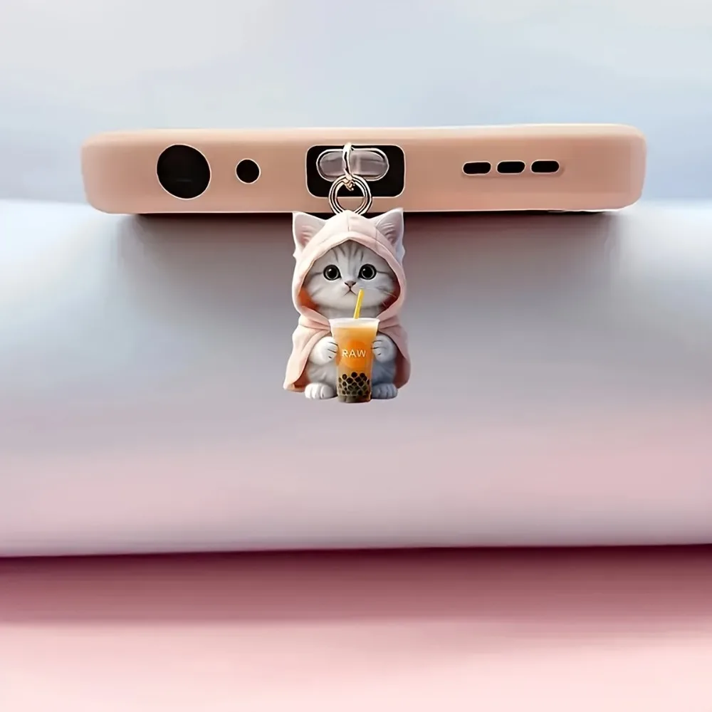 Cute Kawaii Kitten Mobile Phone Dust Plug - Decorative Anti-Dust Cap Cover for Charging Port, Universal Accessory thumbnail 3