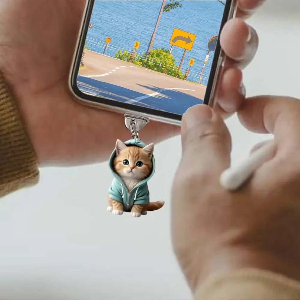 Cute Kawaii Kitten Mobile Phone Dust Plug - Decorative Anti-Dust Cap Cover for Charging Port, Universal Accessory thumbnail 2