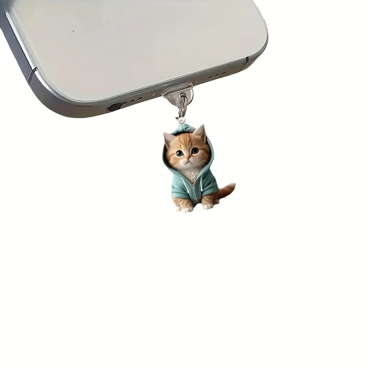 Cute Kawaii Kitten Mobile Phone Dust Plug - Decorative Anti-Dust Cap Cover for Charging Port, Universal Accessory showcase 6