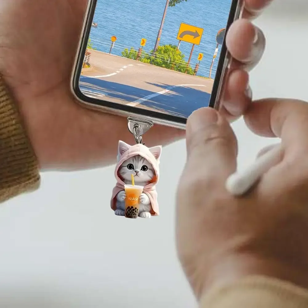 Cute Kawaii Kitten Mobile Phone Dust Plug - Decorative Anti-Dust Cap Cover for Charging Port, Universal Accessory showcase 10