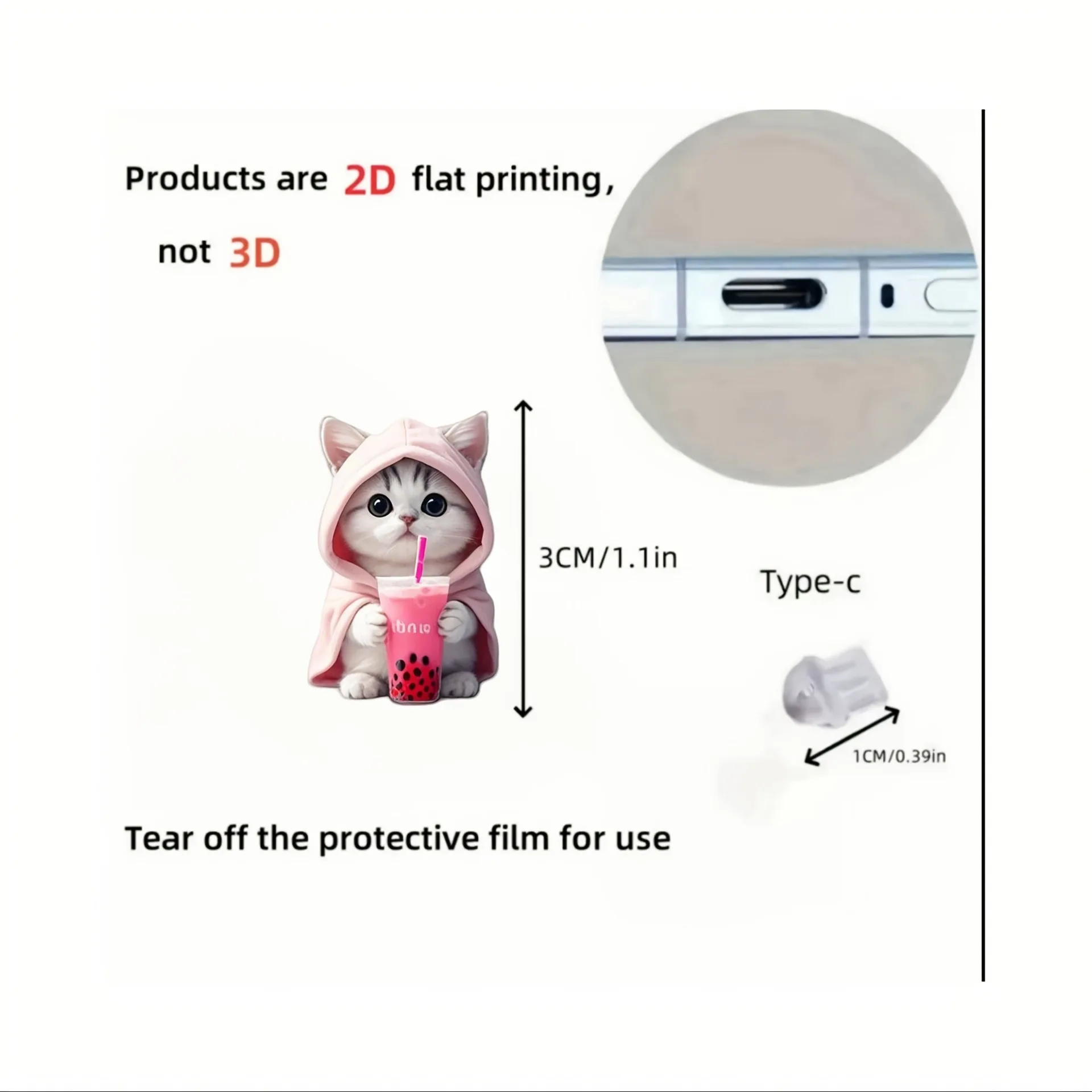 Cute Kawaii Kitten Mobile Phone Dust Plug - Decorative Anti-Dust Cap Cover for Charging Port, Universal Accessory showcase 11