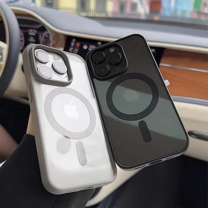 Matte Natural Titanium Magnetic Charging Phone Case for iPhone 16 15 14 13 12 11 Pro Max Plus Mini - Magsafe Shockproof Hard Cover thumbnail 6