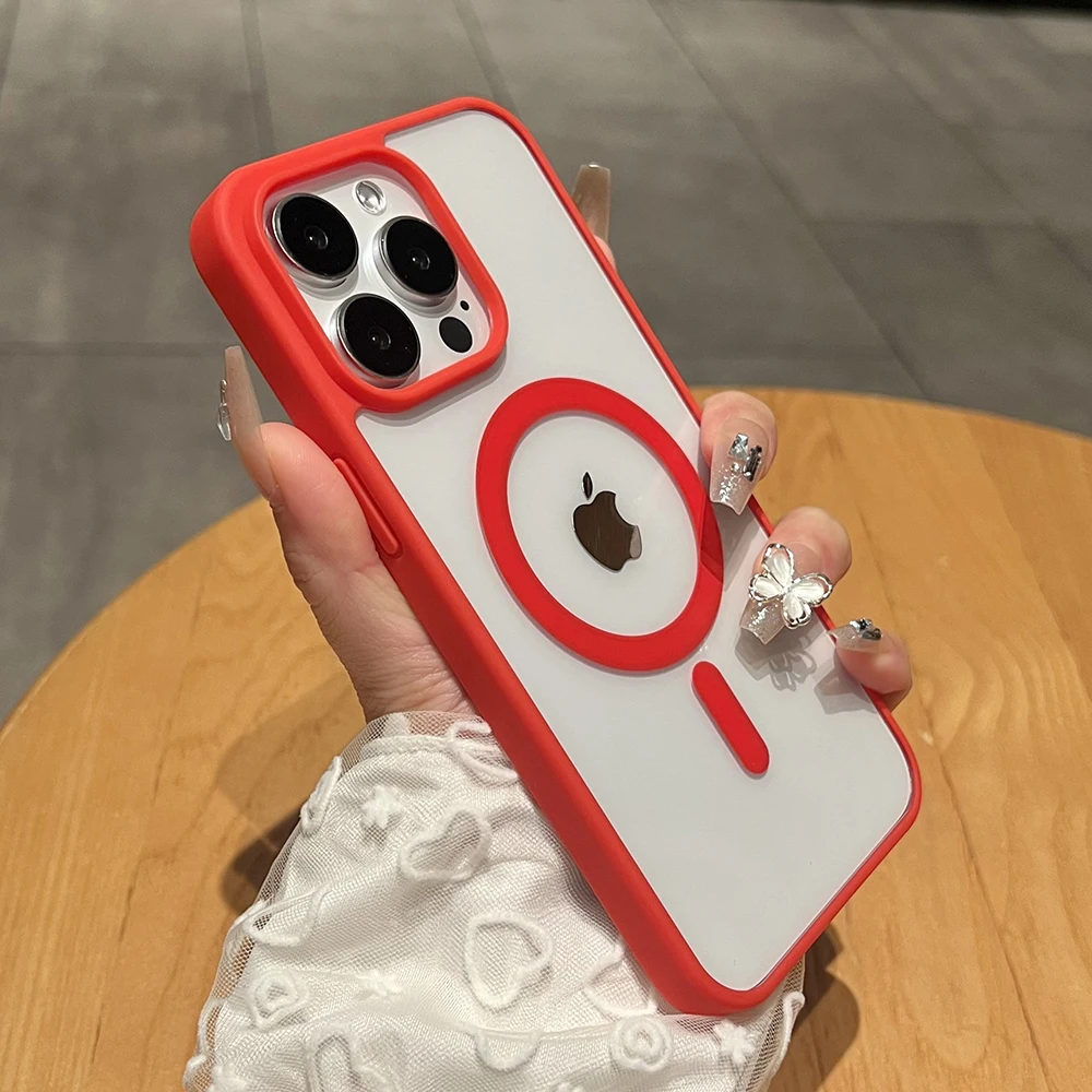 Matte Natural Titanium Magnetic Charging Phone Case for iPhone 16 15 14 13 12 11 Pro Max Plus Mini - Magsafe Shockproof Hard Cover showcase 13