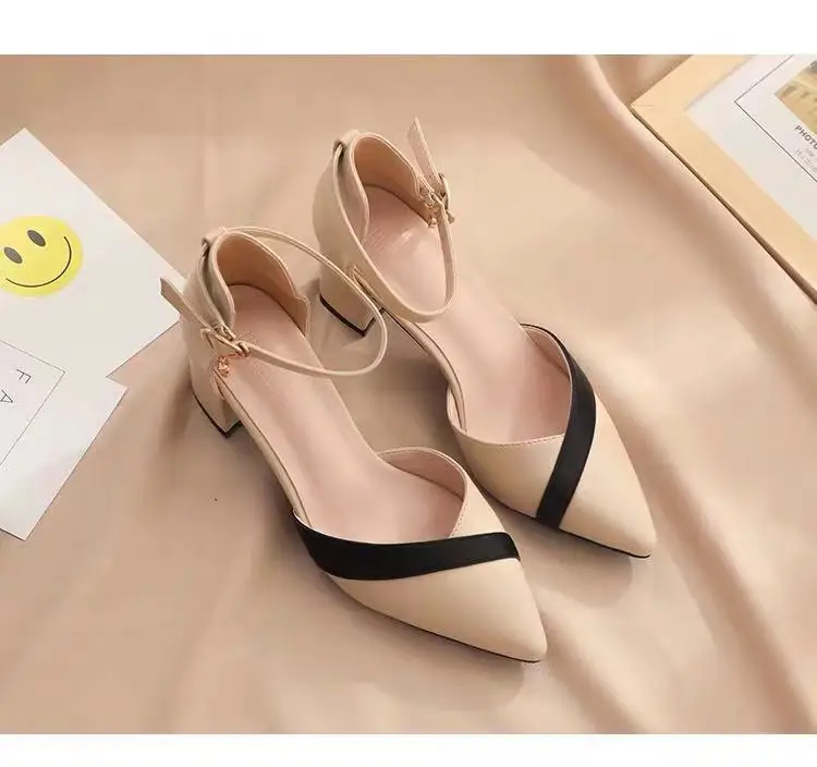 Women's Classic Beige Square Heel Pointed Toe Pumps - Elegant PU Leather Dress Shoes for Parties & Professional Wear showcase 3