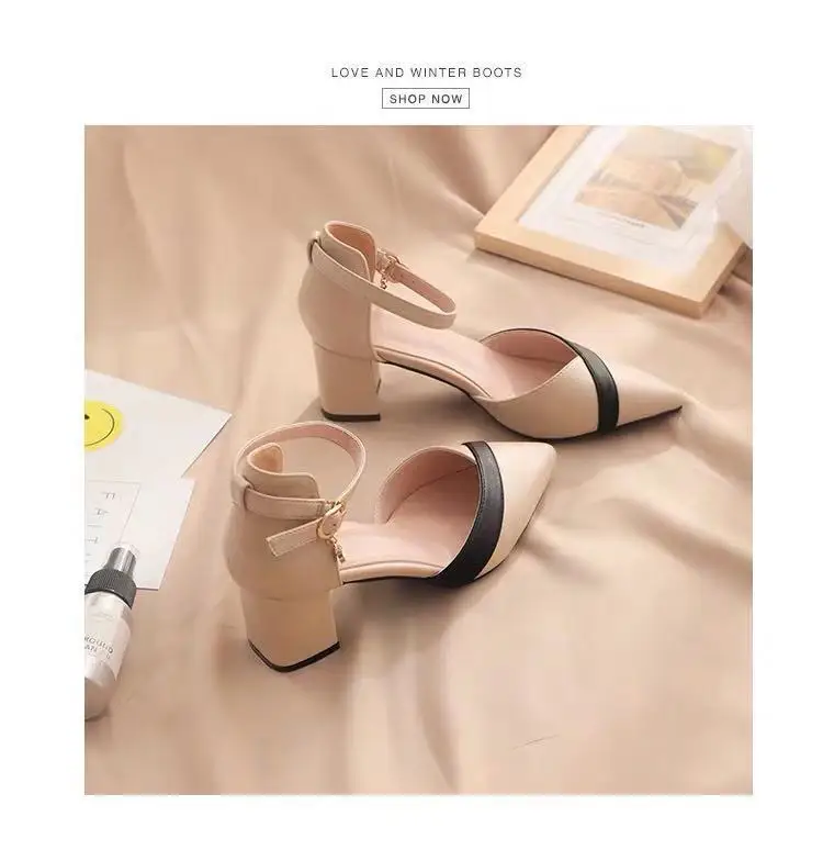 Women's Classic Beige Square Heel Pointed Toe Pumps - Elegant PU Leather Dress Shoes for Parties & Professional Wear showcase 7