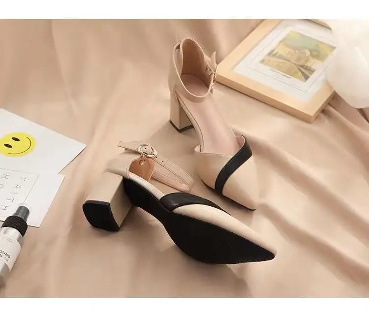 Women's Classic Beige Square Heel Pointed Toe Pumps - Elegant PU Leather Dress Shoes for Parties & Professional Wear showcase 8