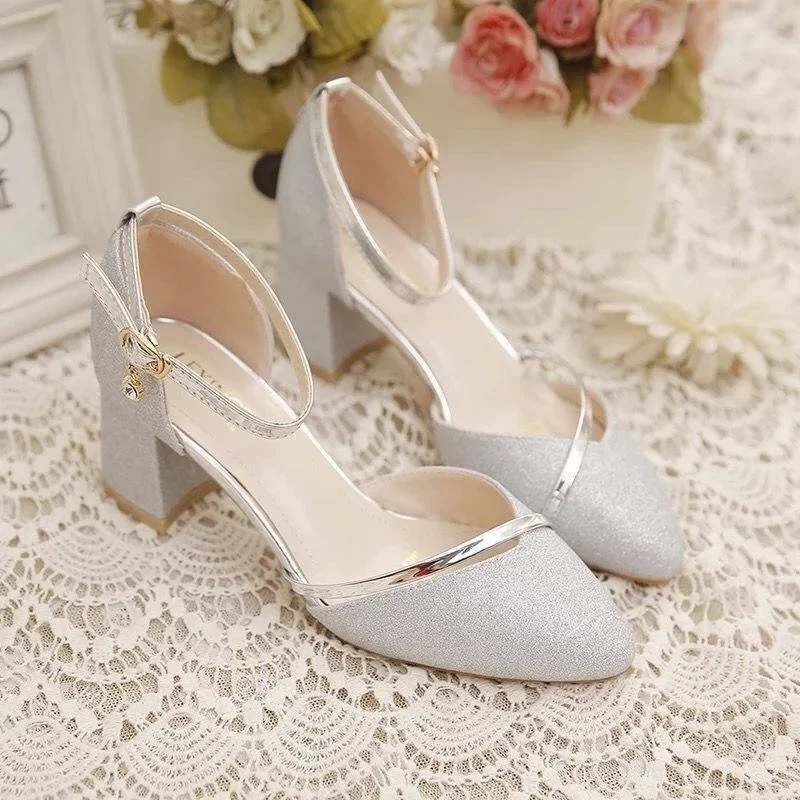 Elegant Women's High-Heeled Shoes - Silver & Gold Party Pumps for Weddings & Special Occasions thumbnail 1