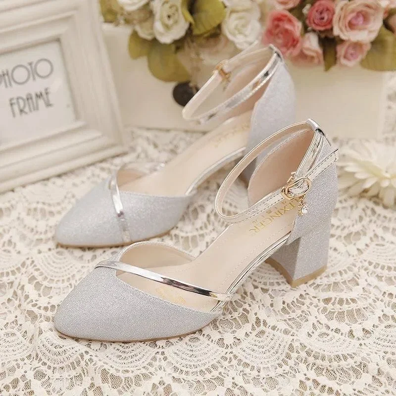 Elegant Women's High-Heeled Shoes - Silver & Gold Party Pumps for Weddings & Special Occasions thumbnail 2