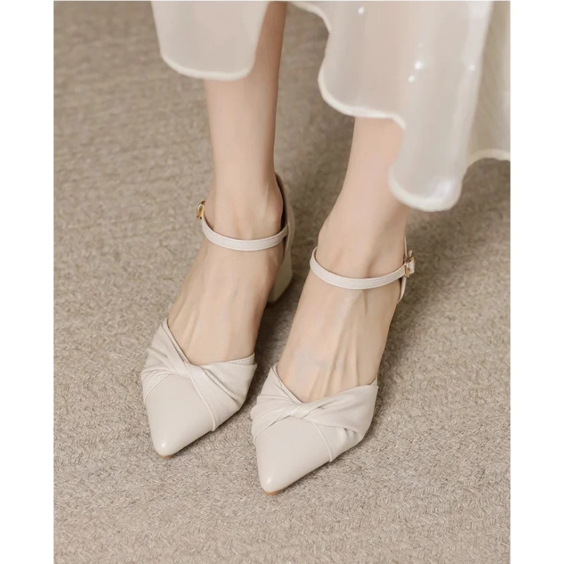 Elegant Bow Prom Party Heels for Women | 2026 Spring Block Heel Ankle Strap Pumps | Comfortable Cutout Closed Toe Casual Sandals thumbnail 3