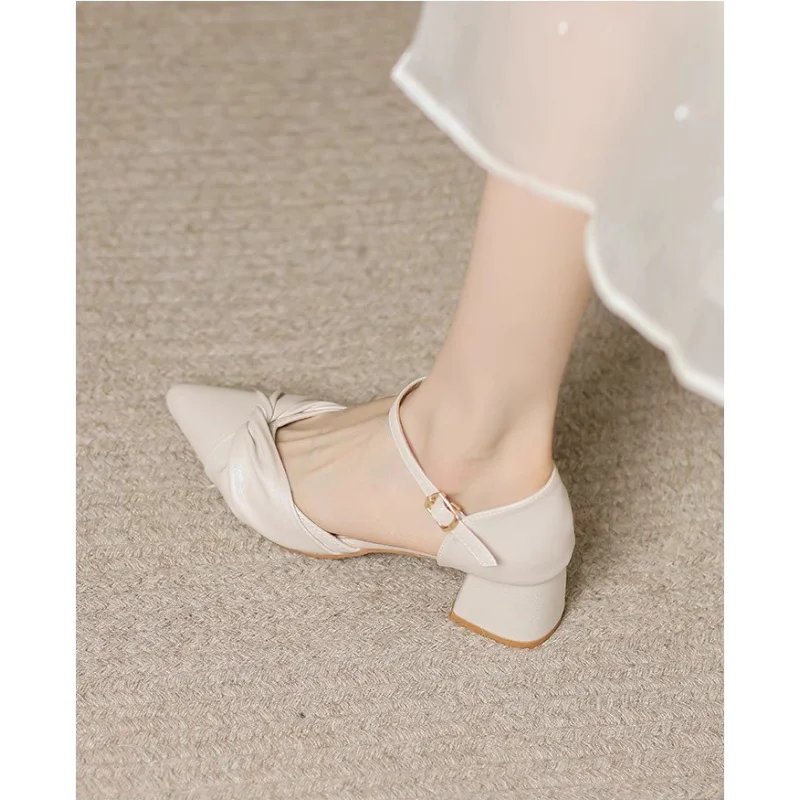 Elegant Bow Prom Party Heels for Women | 2026 Spring Block Heel Ankle Strap Pumps | Comfortable Cutout Closed Toe Casual Sandals thumbnail 6