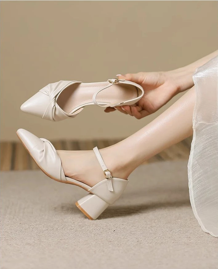 Elegant Bow Prom Party Heels for Women | 2026 Spring Block Heel Ankle Strap Pumps | Comfortable Cutout Closed Toe Casual Sandals showcase 2