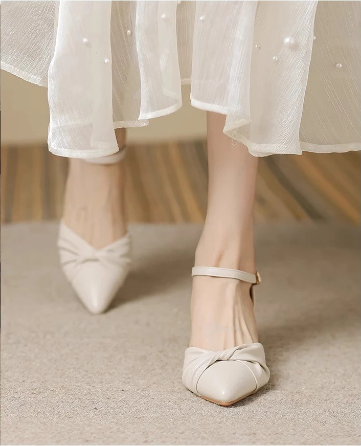 Elegant Bow Prom Party Heels for Women | 2026 Spring Block Heel Ankle Strap Pumps | Comfortable Cutout Closed Toe Casual Sandals showcase 3