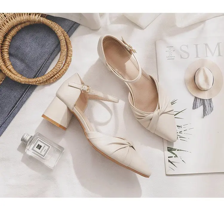 Elegant Bow Prom Party Heels for Women | 2026 Spring Block Heel Ankle Strap Pumps | Comfortable Cutout Closed Toe Casual Sandals showcase 6