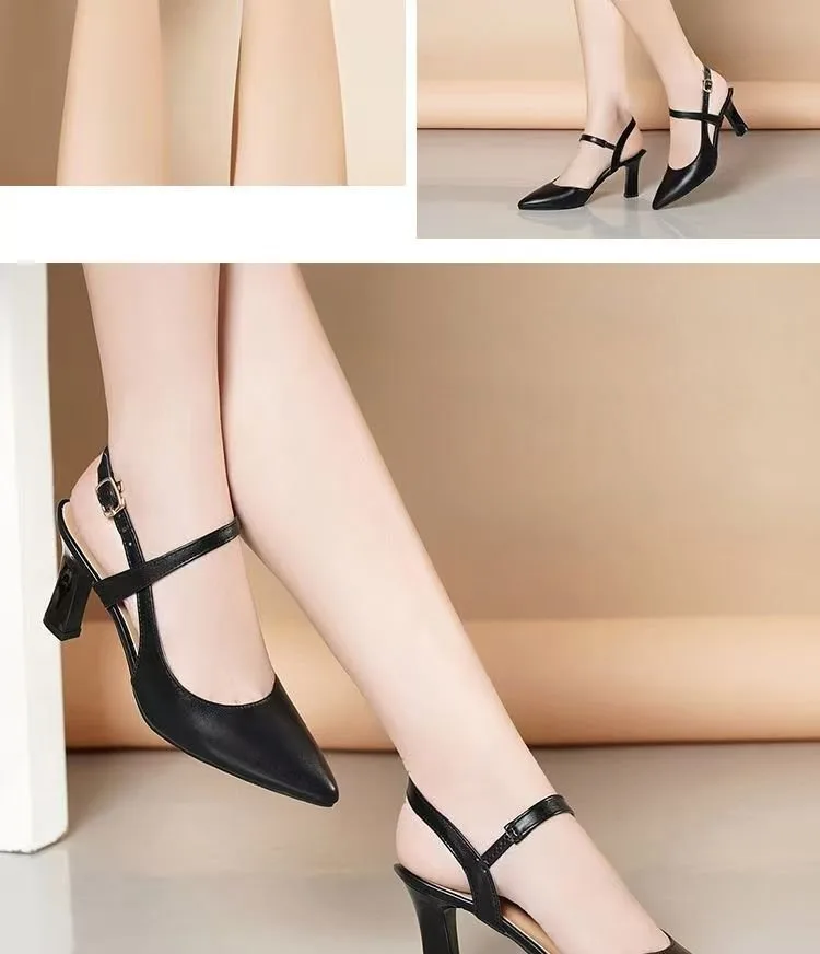 Women's Nude Pointy Toe Block Heel Pumps - Comfortable Business Casual Shoes with Adjustable Strap showcase 10