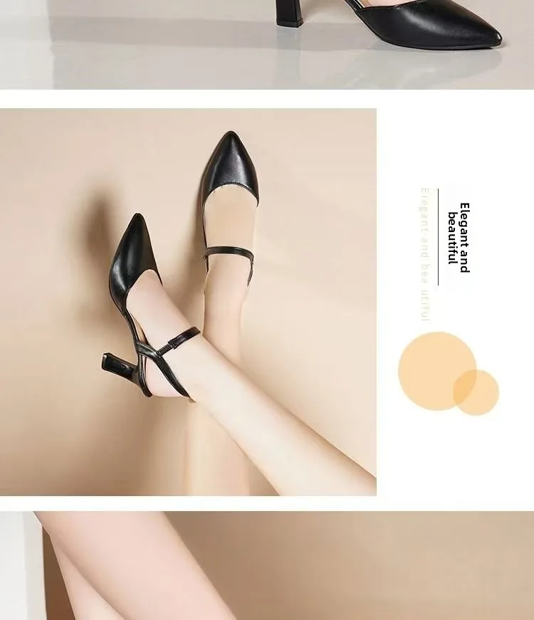 Women's Nude Pointy Toe Block Heel Pumps - Comfortable Business Casual Shoes with Adjustable Strap showcase 11