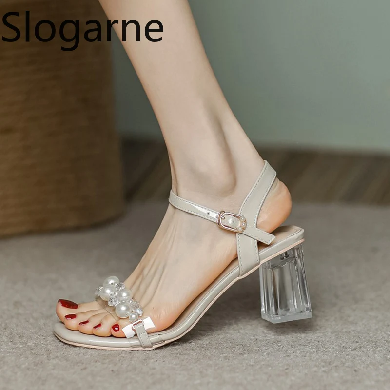 Women's Summer Fashion Sandals with Pearl High Heels & Crystal Slides - Trendy Transparent Slippers for Girls, 2026 Style thumbnail 5