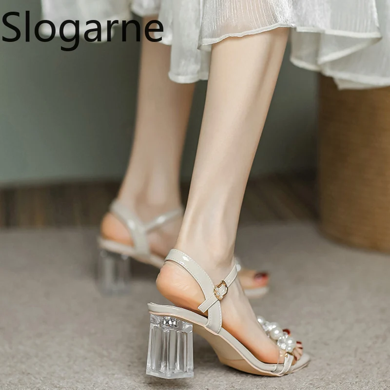 Women's Summer Fashion Sandals with Pearl High Heels & Crystal Slides - Trendy Transparent Slippers for Girls, 2026 Style thumbnail 6