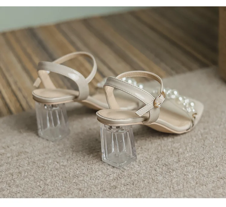 Women's Summer Fashion Sandals with Pearl High Heels & Crystal Slides - Trendy Transparent Slippers for Girls, 2026 Style showcase 6