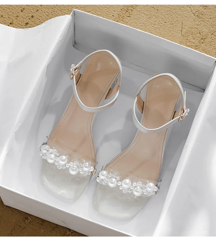 Women's Summer Fashion Sandals with Pearl High Heels & Crystal Slides - Trendy Transparent Slippers for Girls, 2026 Style showcase 8